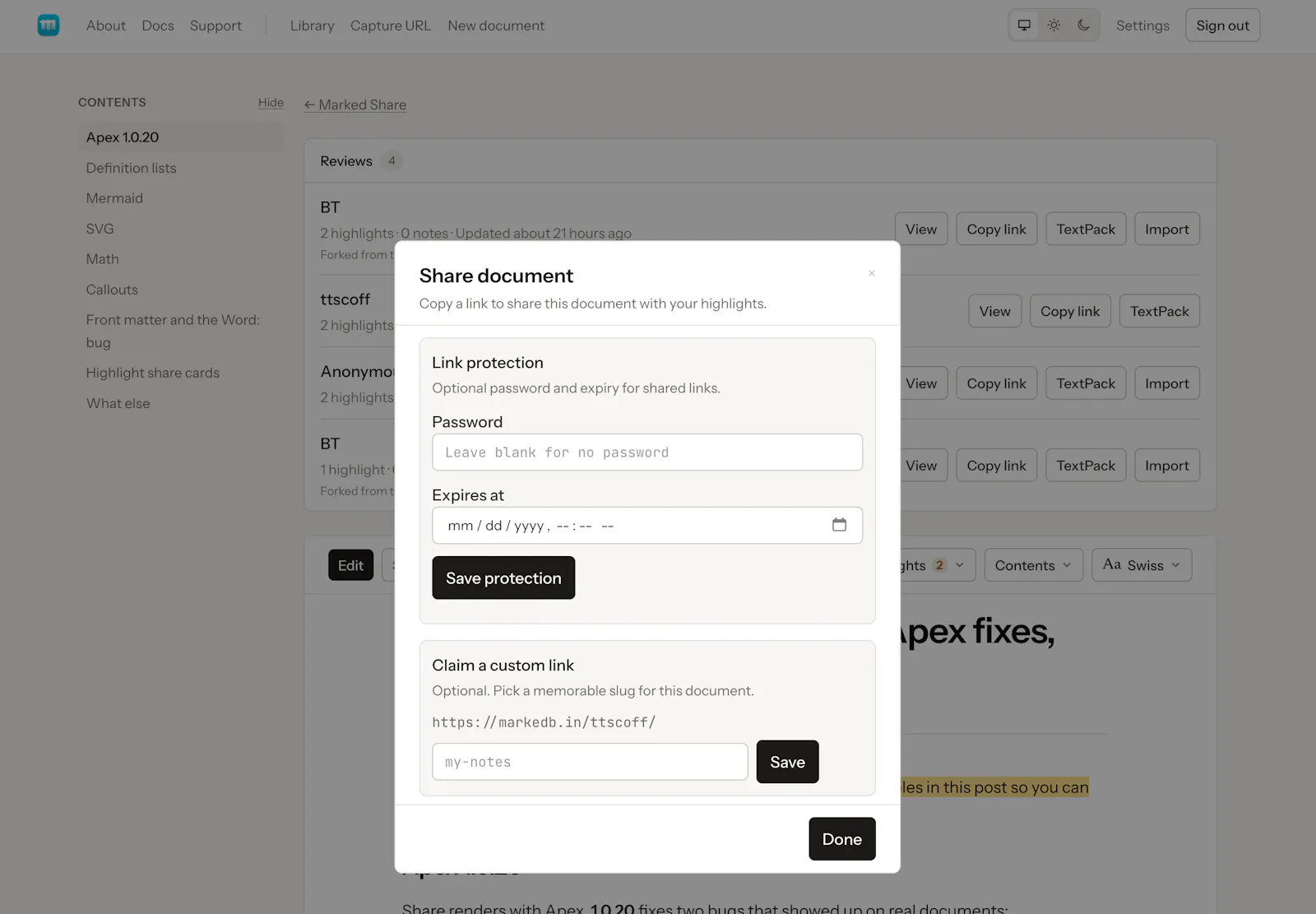 Marked Share screenshot 2