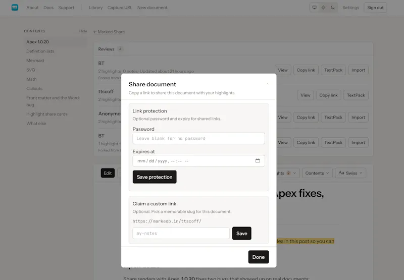 Marked Share screenshot 2
