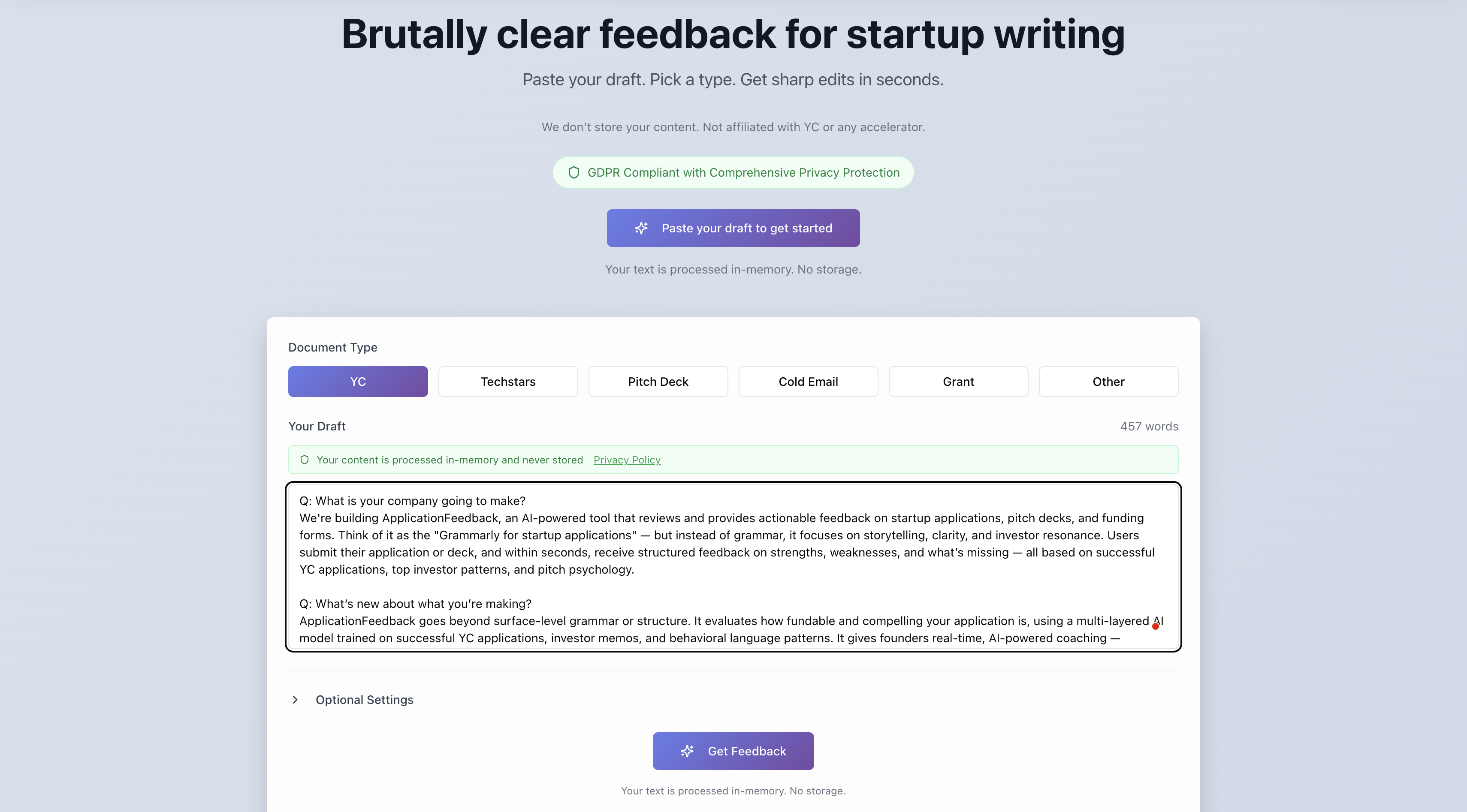 Feedback dell'applicazione media 1