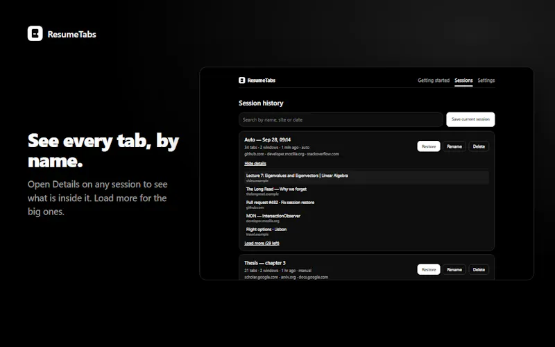 ResumeTabs screenshot 2