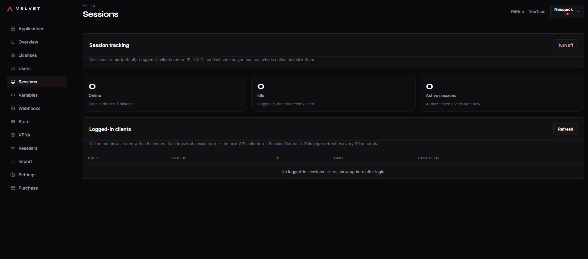 VelvetAuth — License keys & user auth gallery image