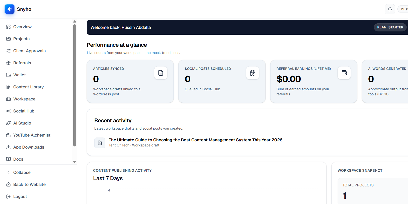 Snyho: AI Content Command Center gallery image