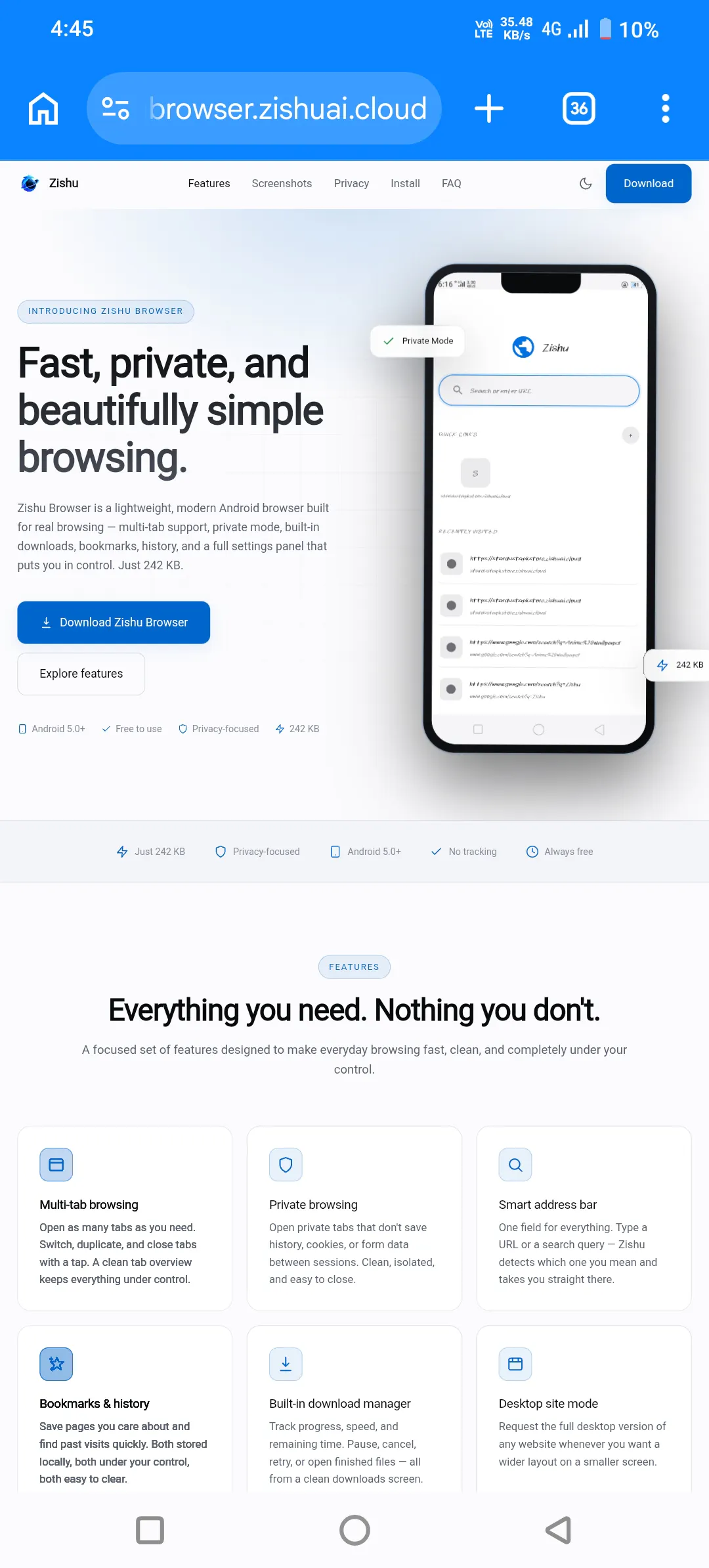 Zishu Browser - Fast, private browsing gallery image