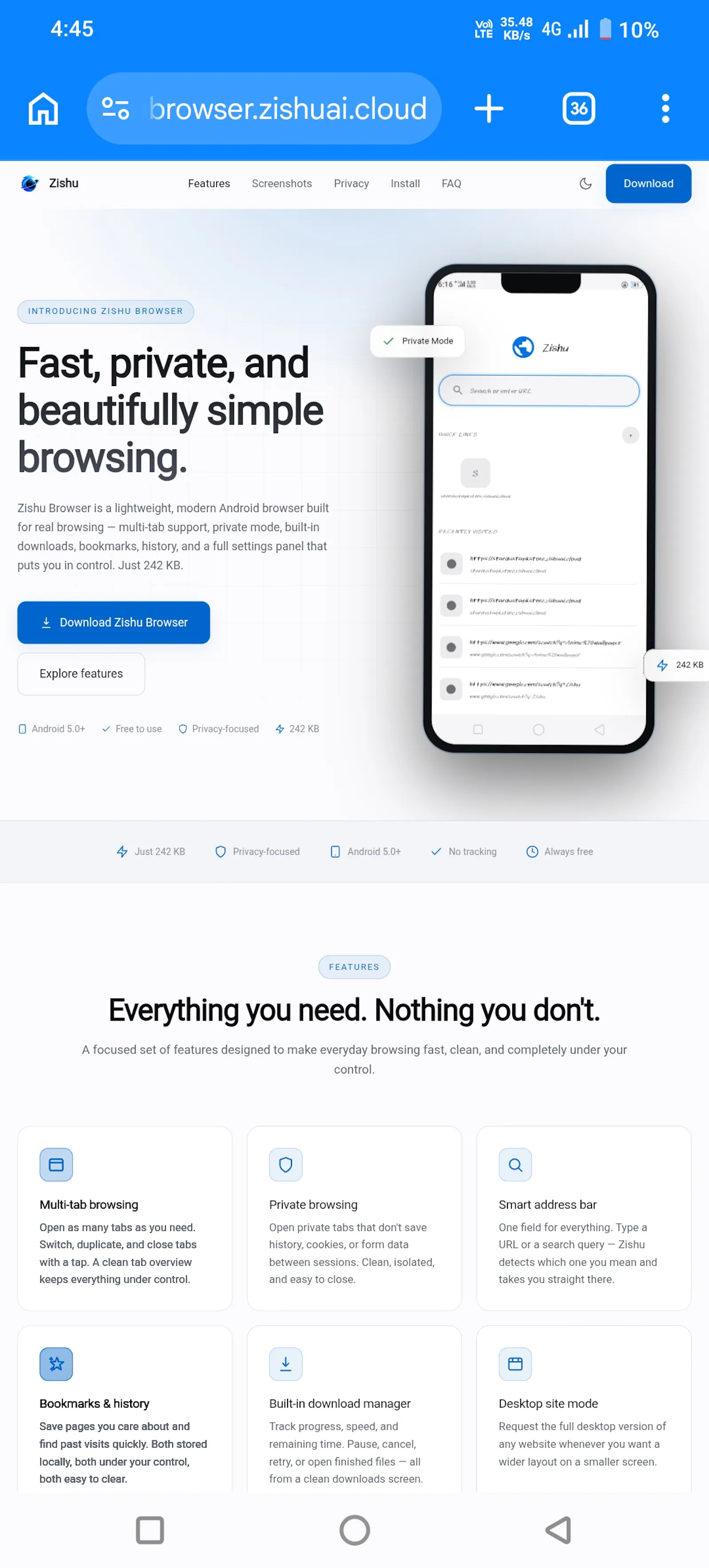 Zishu Browser - Fast, private browsing screenshot 11