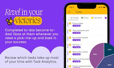 Screenshot of the Actionable Endeavors app&rsquo;s analytics dashboard, presenting graphs and charts that provide insights into task completion rates and productivity levels.