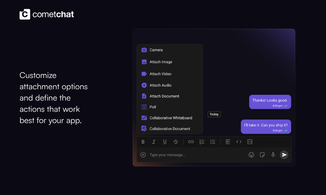 Compact Message Composer by CometChat gallery image
