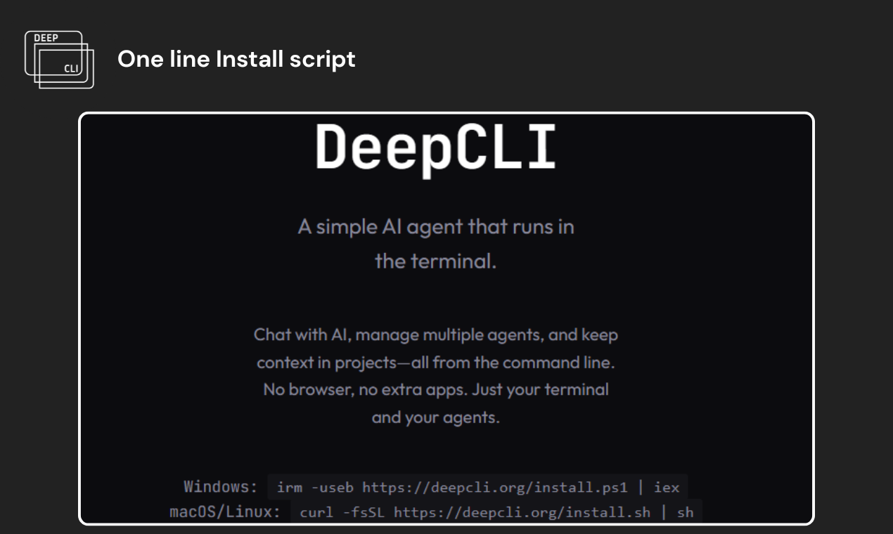 DeepCLI - Ai Agent System - Main product screenshot demonstrating key features and user interface