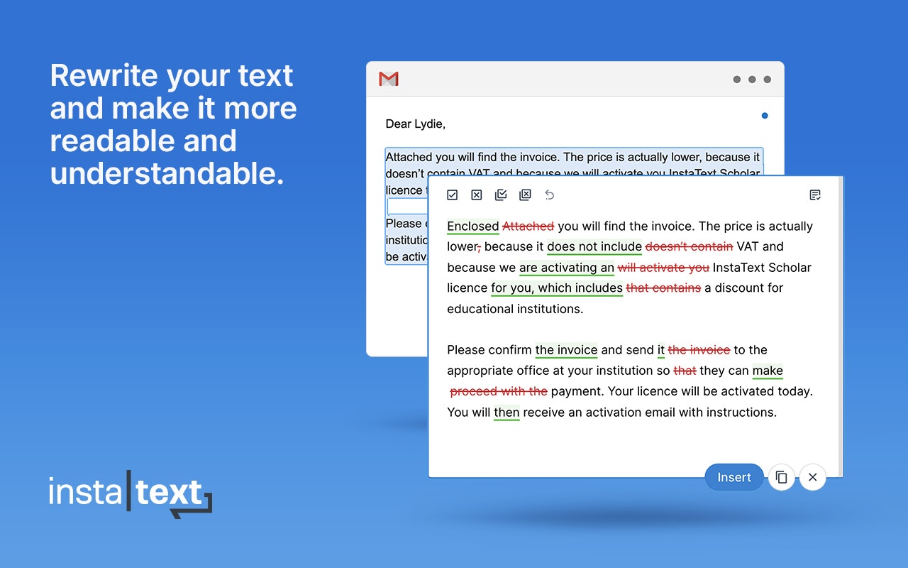 Chrome에 대한 Instatext - 가장 생산적인 작문 보조원으로 텍스트를 개선하십시오 미디어 3
