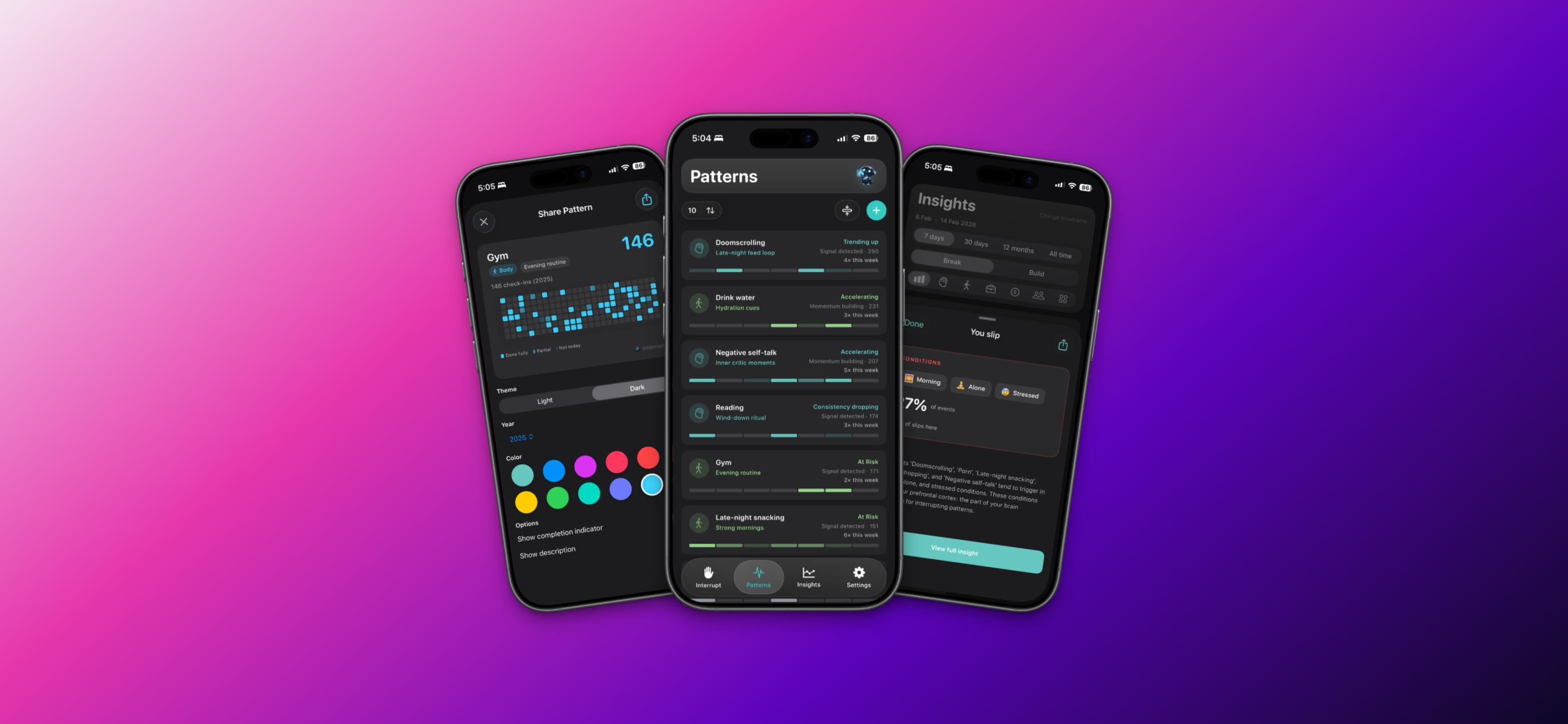 Interruptly: Pattern & Habit Tracker - Main product screenshot demonstrating key features and user interface