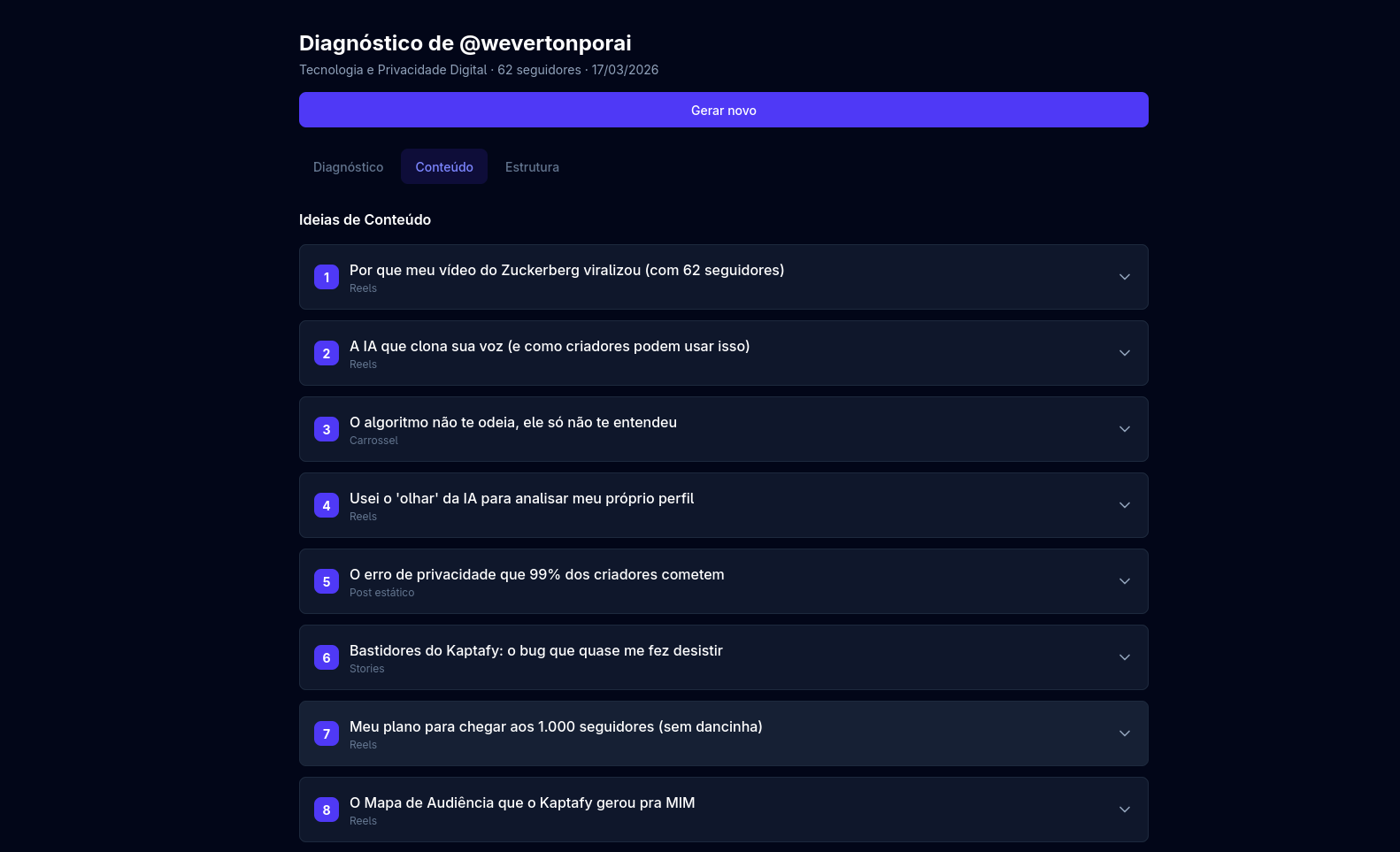 Kaptafy — Análise de Perfil com IA gallery image