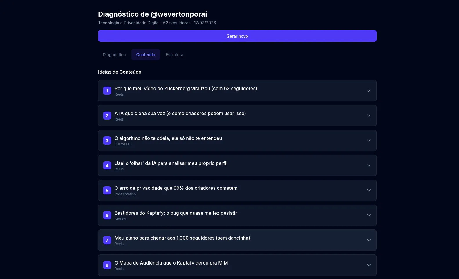 Kaptafy — Análise de Perfil com IA product banner