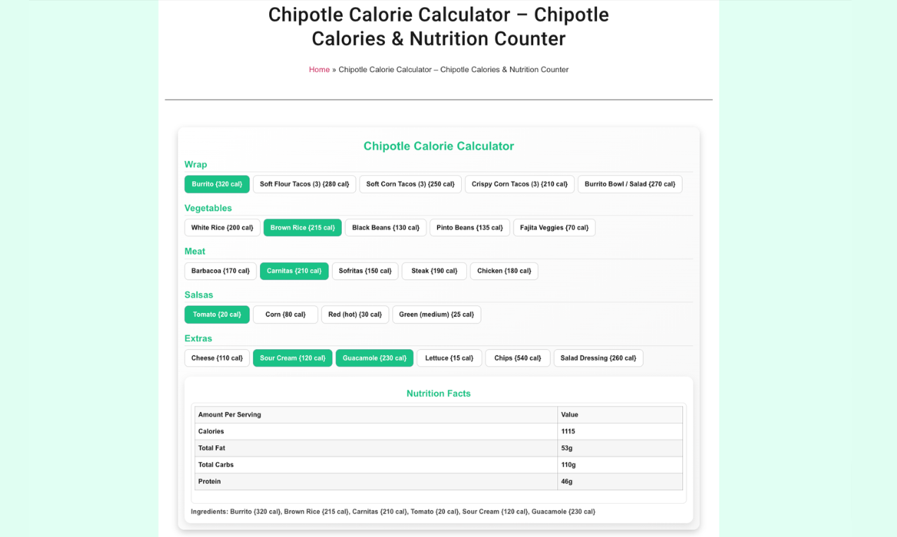 Calculadora Caloria Chipotle media 2