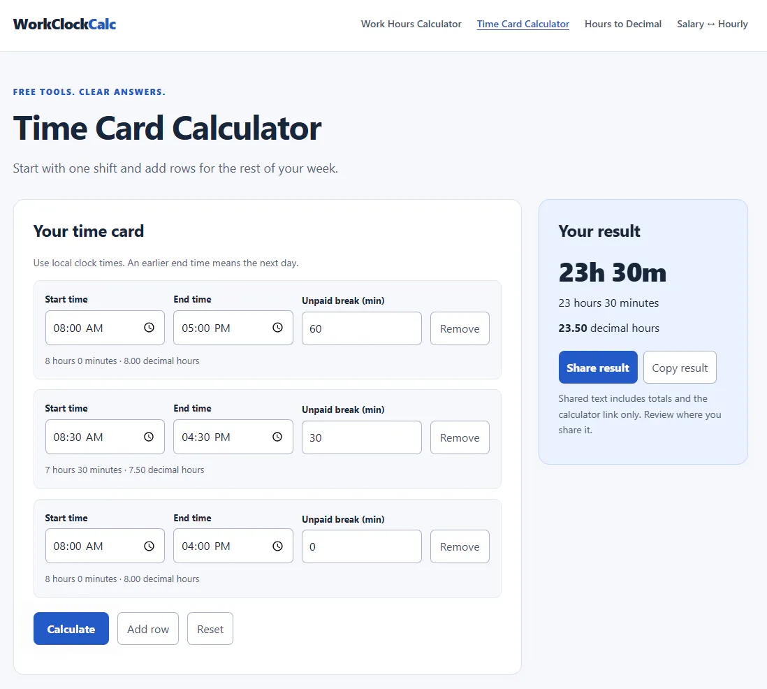 WorkClockCalc gallery image