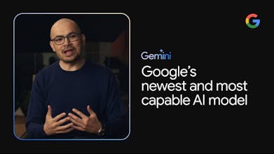 Modello di intelligenza artificiale Gemini che mostra le sue capacità multimodali: interpretazione e integrazione di testo, immagini, audio, video e codice.