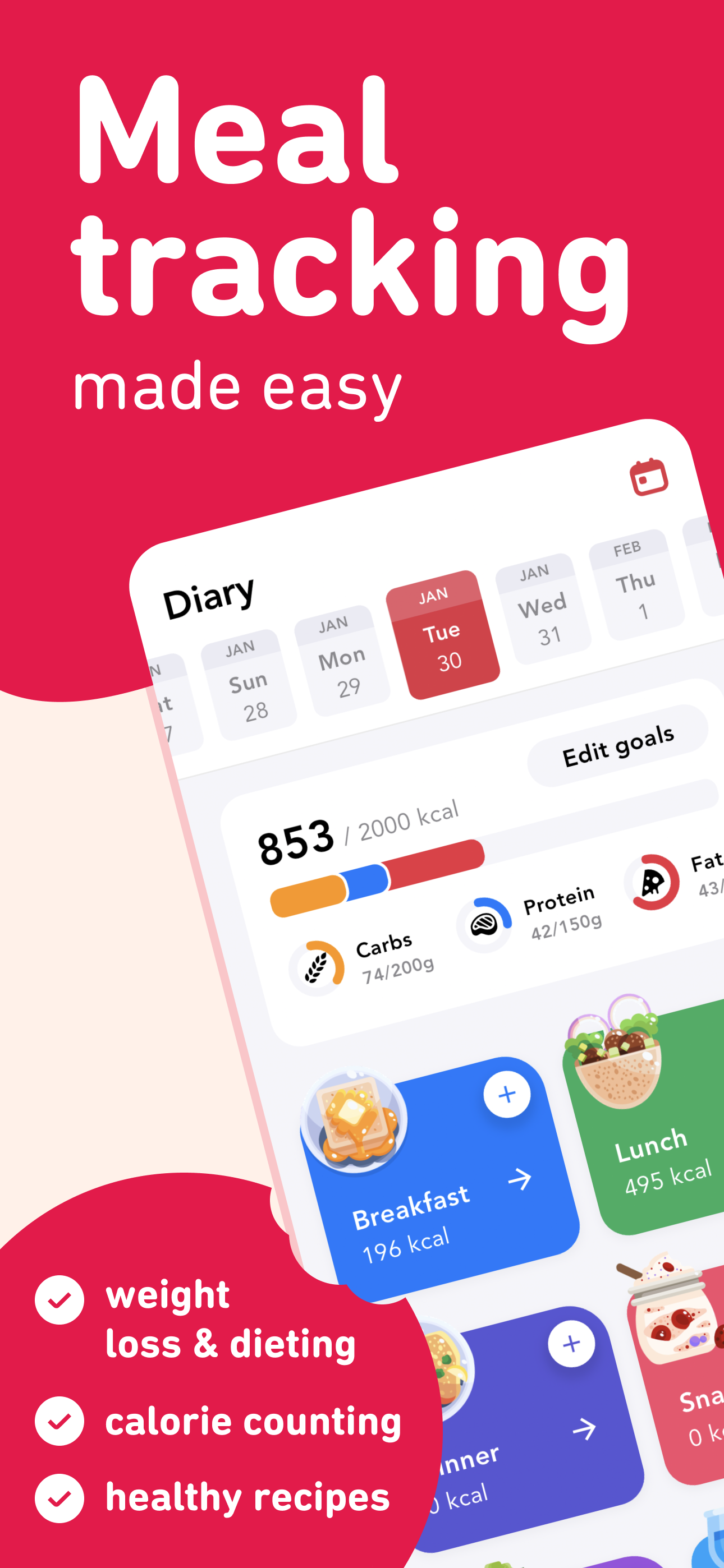 Comidas: su diario de comida simple media 1