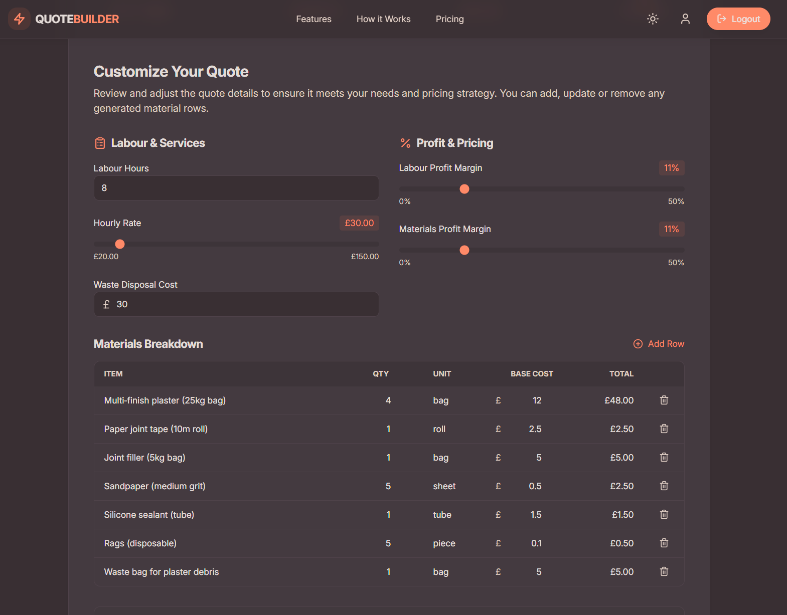 Quote Builder - Professional PDF Quotes - Screenshot 5 showing product features and functionality