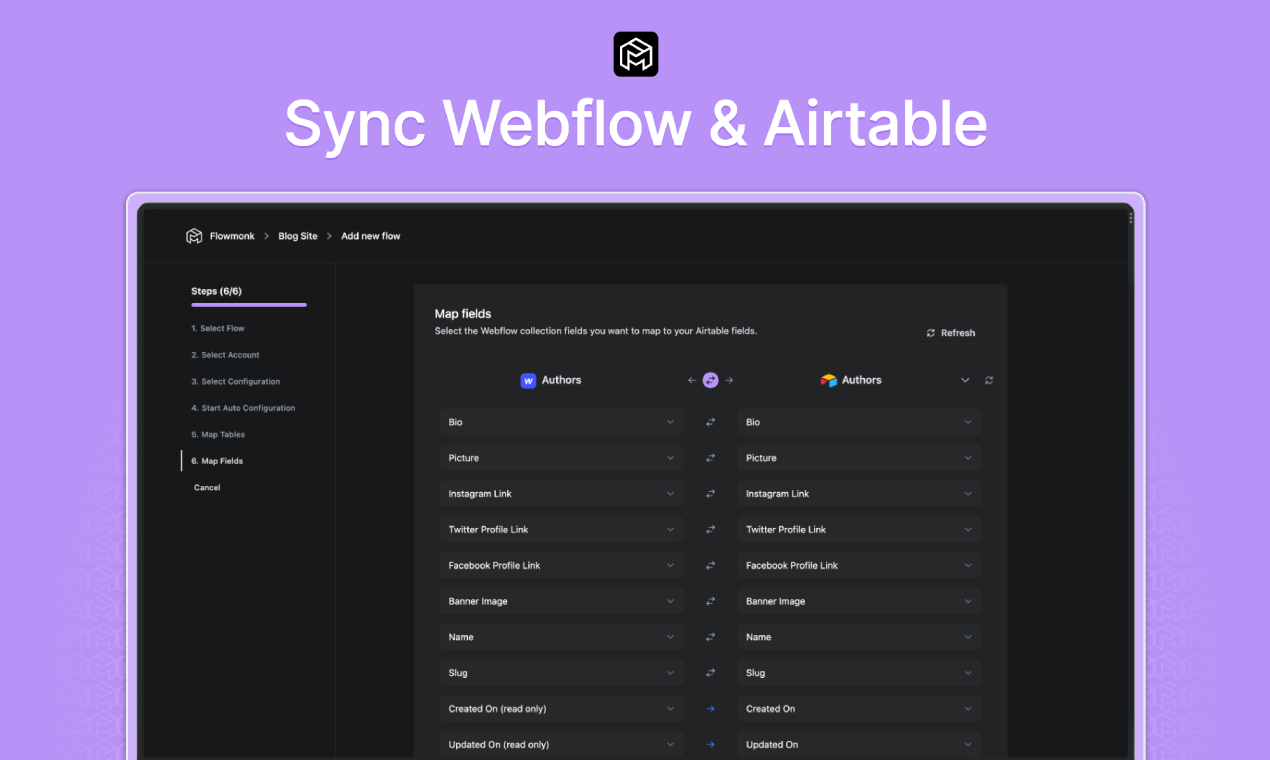 WebFlow & Airtable Senkronizasyon Aracı FlowMonk - WebFlow & Airtable İki Yönlü Senkronizasyon, Webflow PageViews ve daha fazlası medya 2