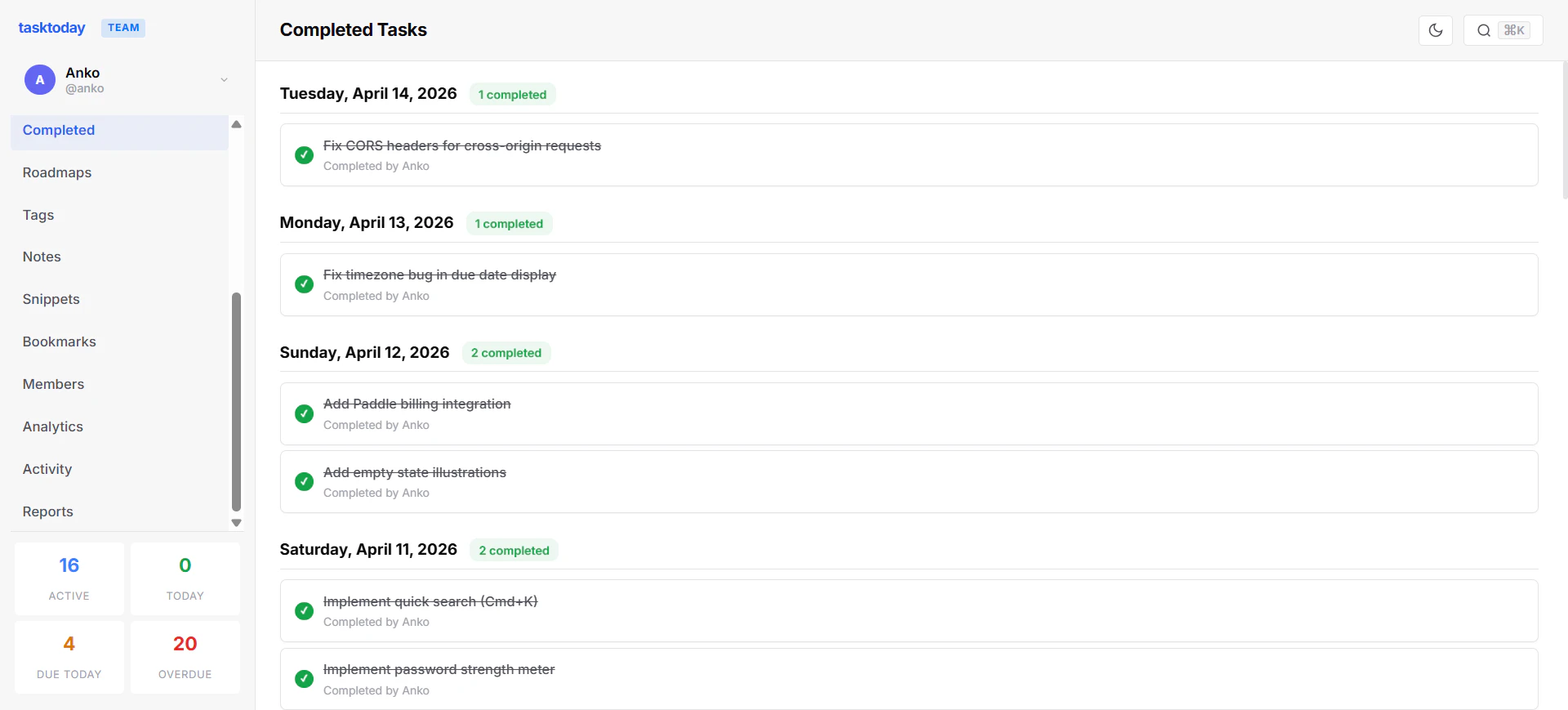 TaskToday screenshot 2