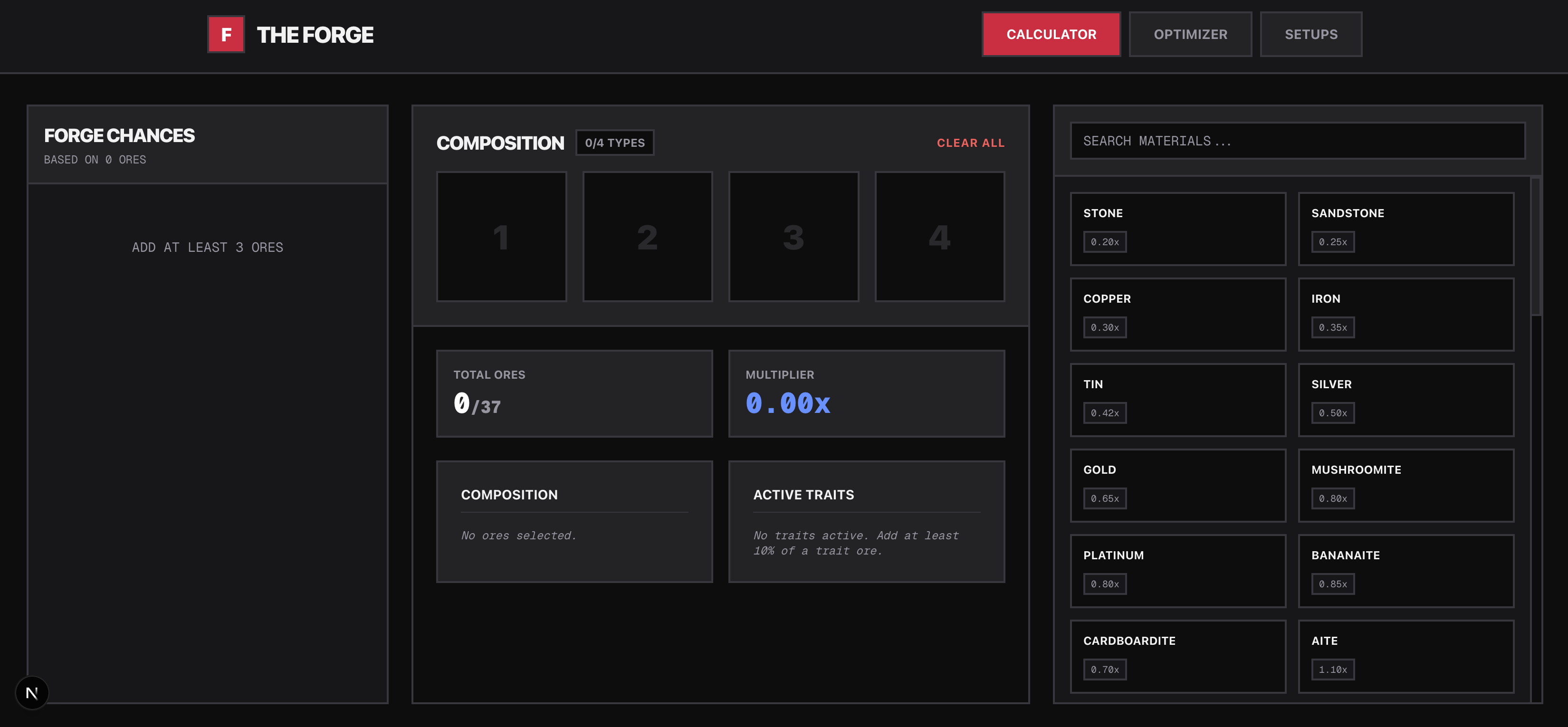 The Forge Calculator - Main product screenshot demonstrating key features and user interface