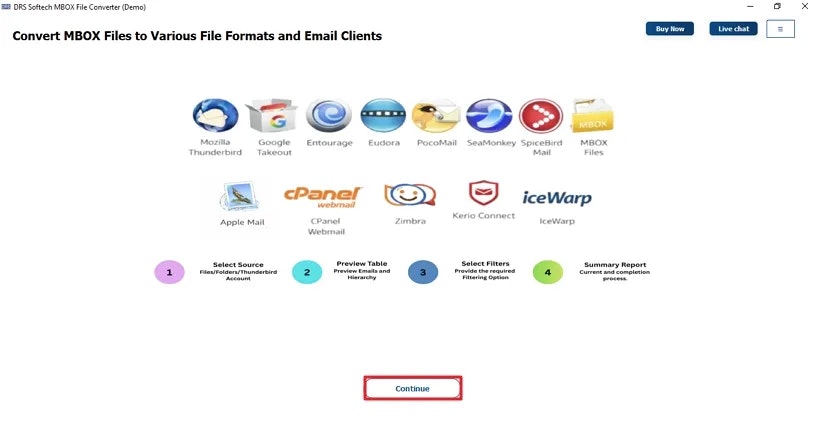 DRS MBOX to Office 365 Tool  - Screenshot 2 showing product features and functionality