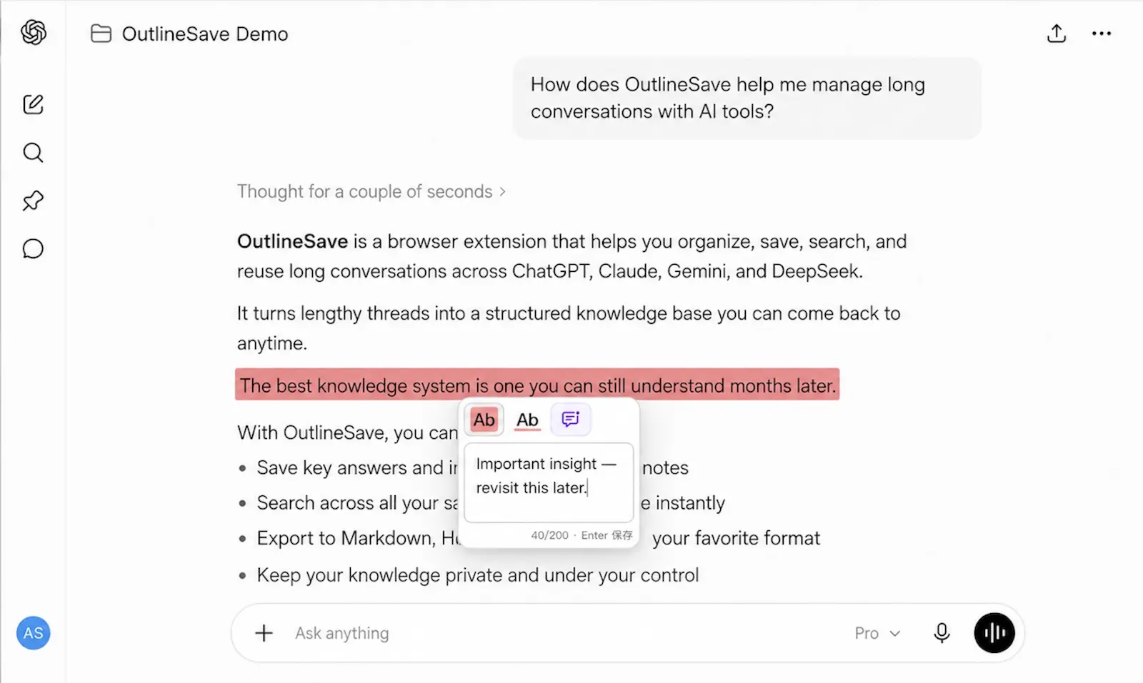 OutlineSave: AI Chats to Offline HTML screenshot 6