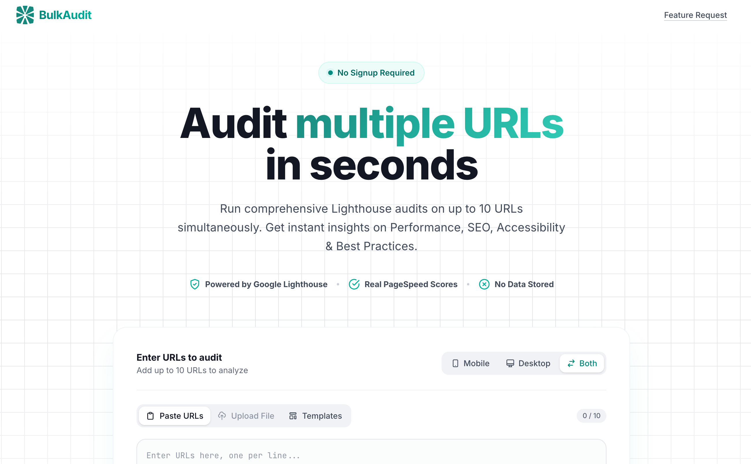 BulkAudit - Main product screenshot demonstrating key features and user interface