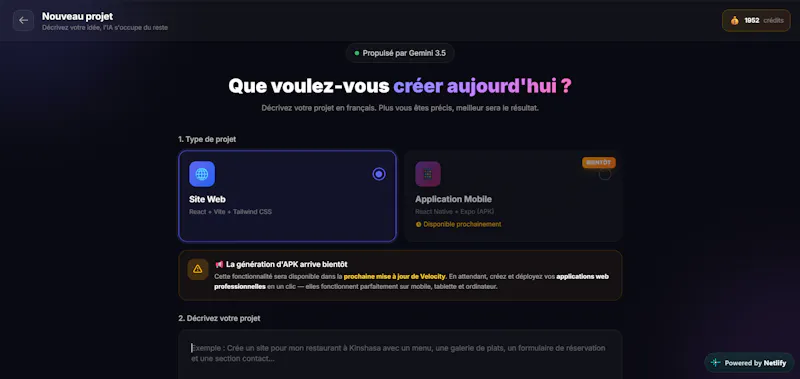 Velocity — Créez  Web & Mobile avec l'IA screenshot 8