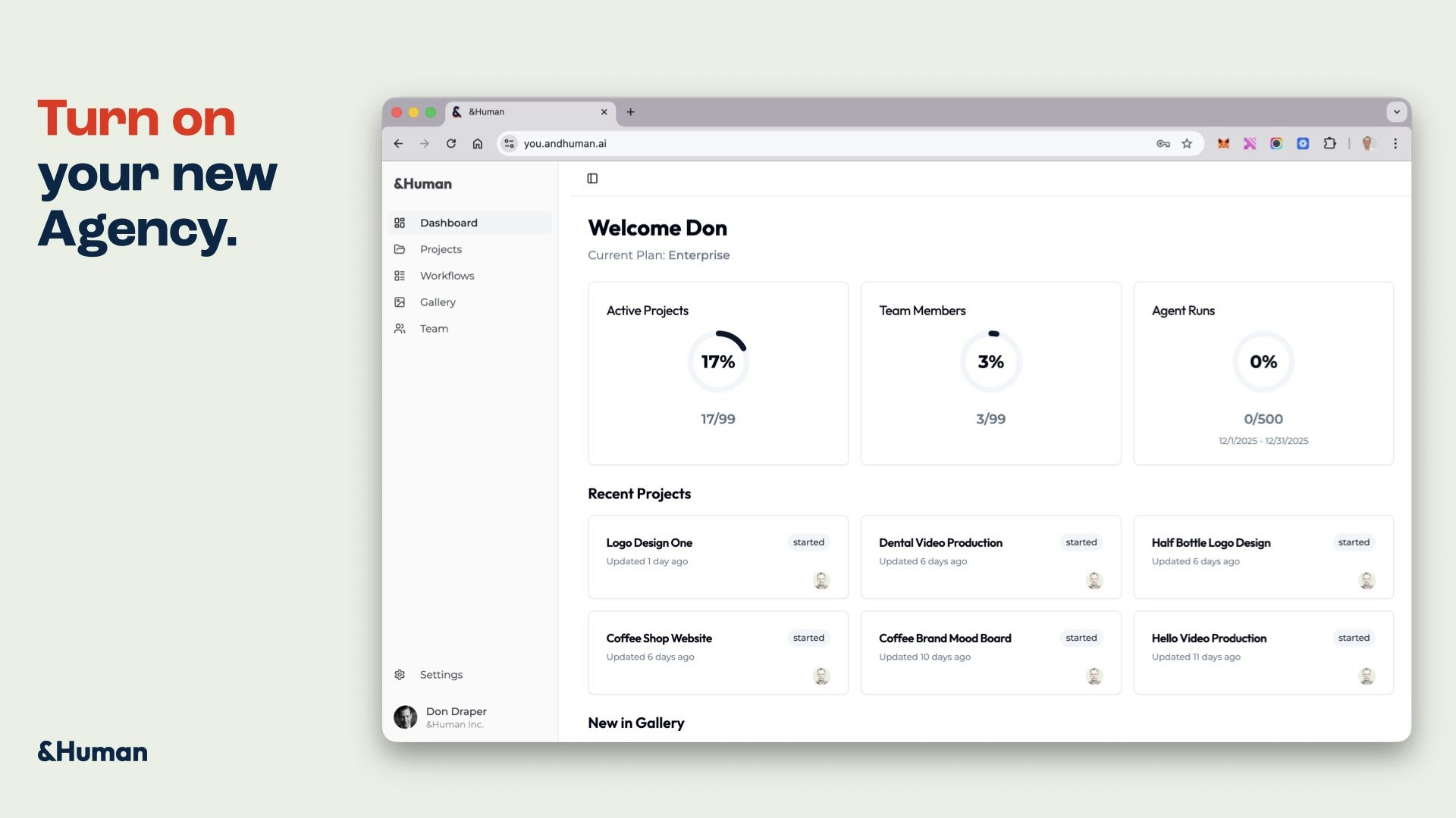 &Human - Main product screenshot demonstrating key features and user interface