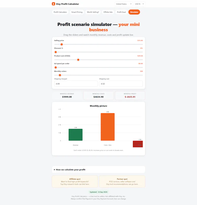 Etsy Profit Calculator screenshot 5