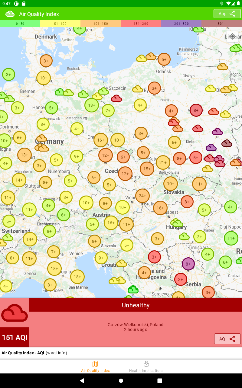 대기 질 인덱스 -AQI - 전 세계 여러 국가에 대한 대기 질 정보 미디어 15