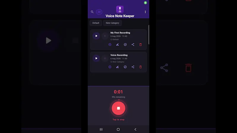 Voice Note Keeper - VNK screenshot 1 (video preview)
