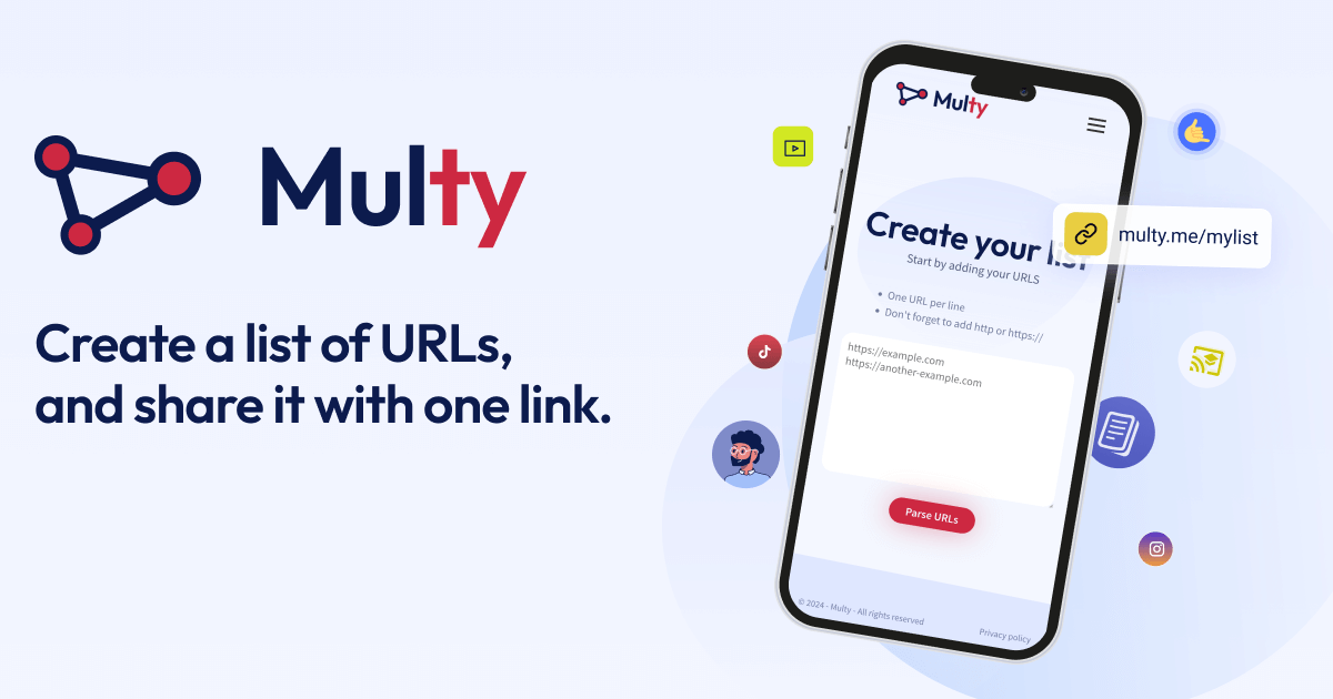 Multy 2.0 - 创建一个URL列表，并与一个链接共享媒体2