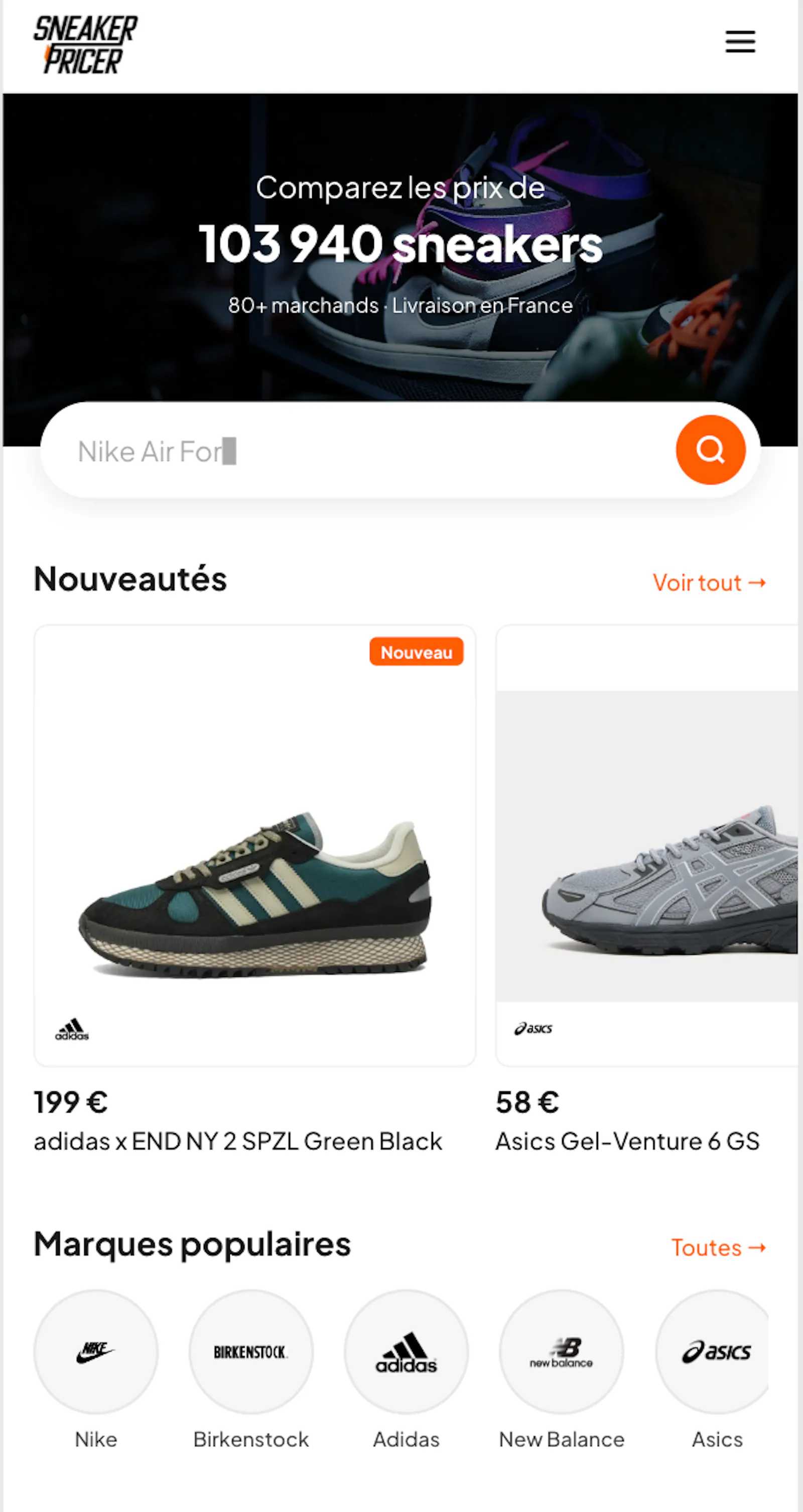 Price Comparison for Sneakers screenshot 1