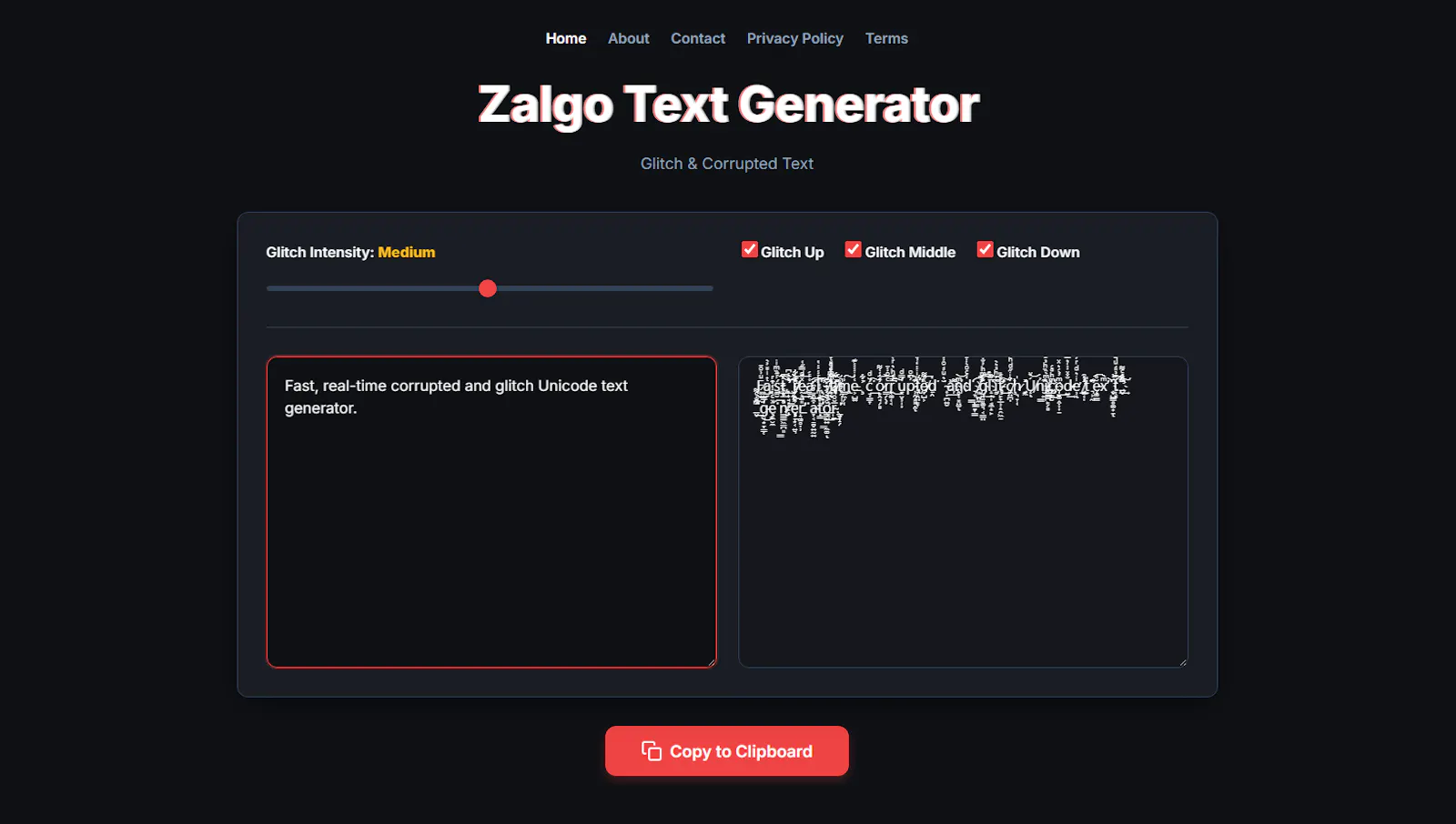 Zalgo Text Generator screenshot 2