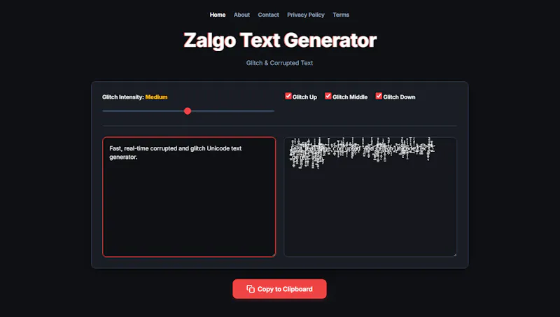 Zalgo Text Generator screenshot 2