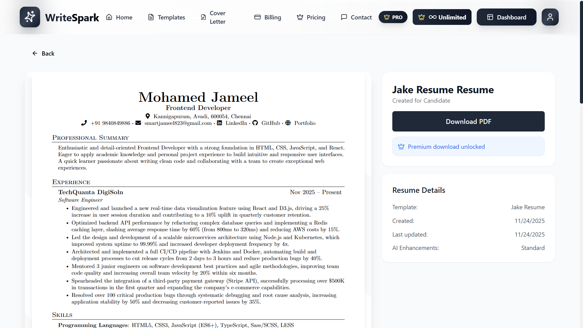 WriteSpark Ai - Screenshot 4 showing product features and functionality