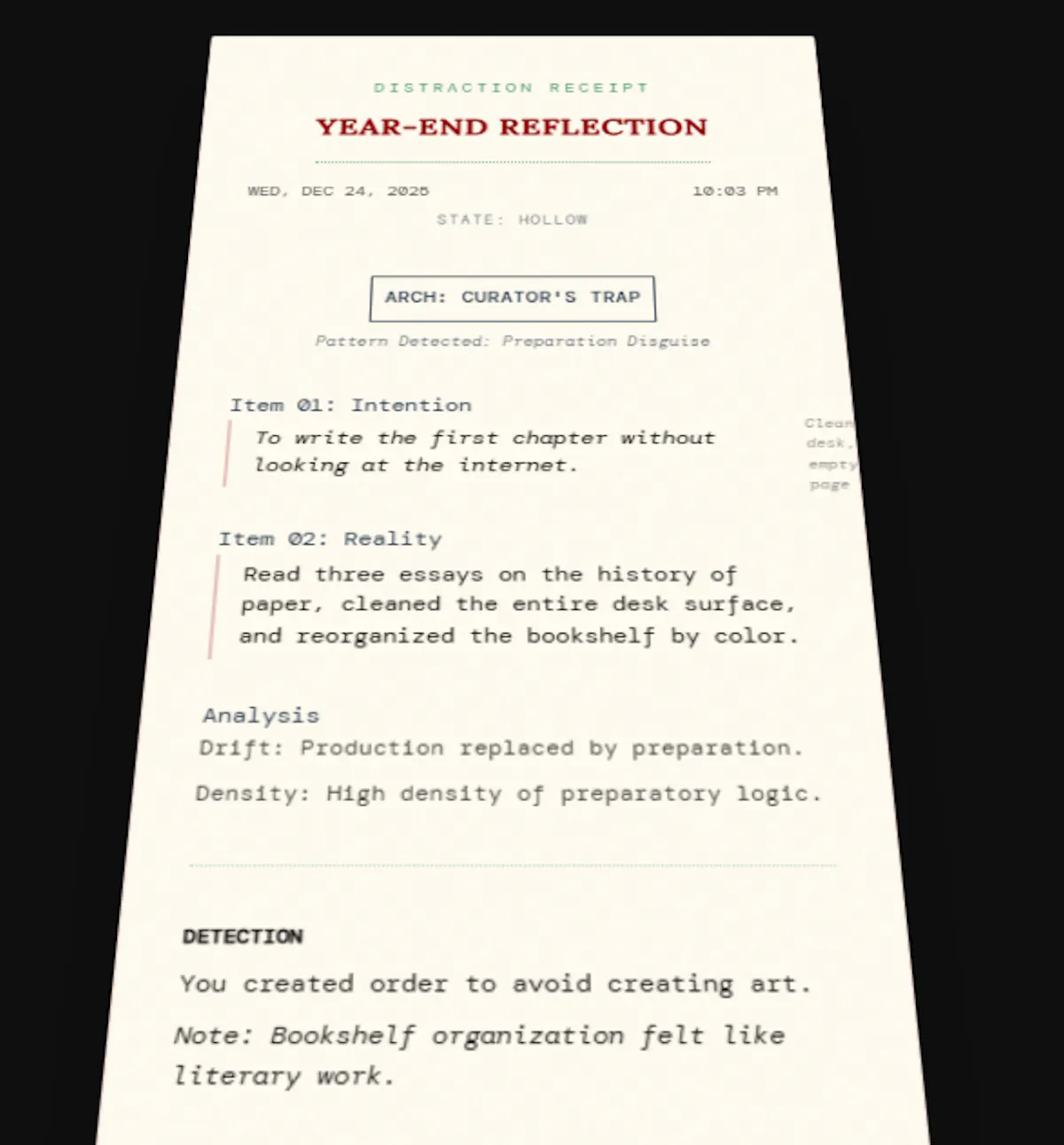 Distraction Receipt