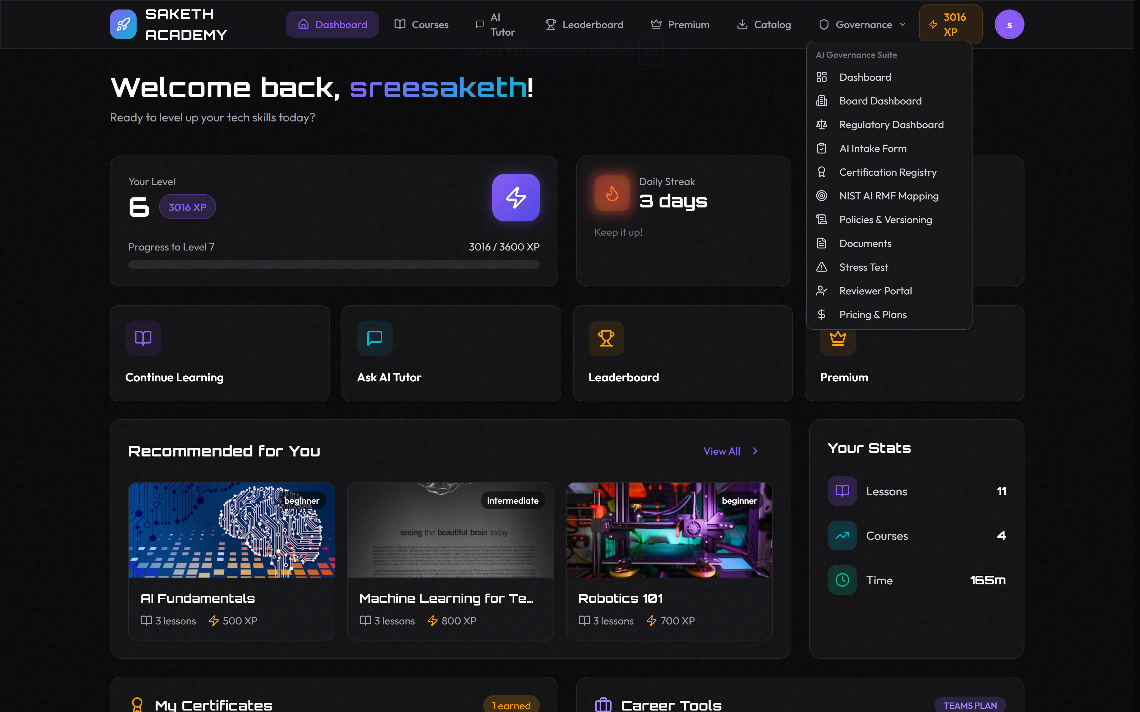 Saketh Academy - Main product screenshot demonstrating key features and user interface