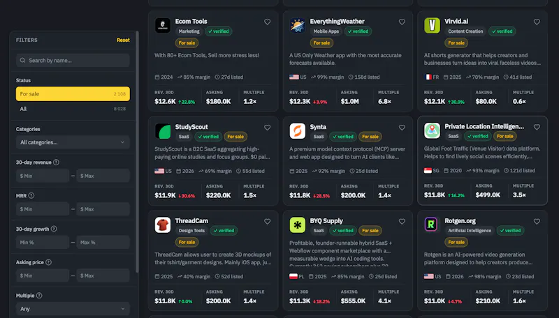 StartupMarket (Real MRR Startups) screenshot 1