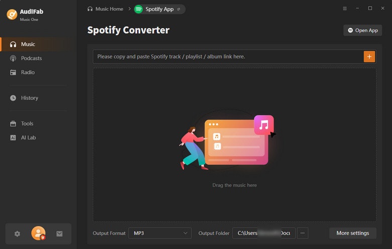 Media Audifab Music One - Tukar muzik streaming ke format mp3 biasa 1