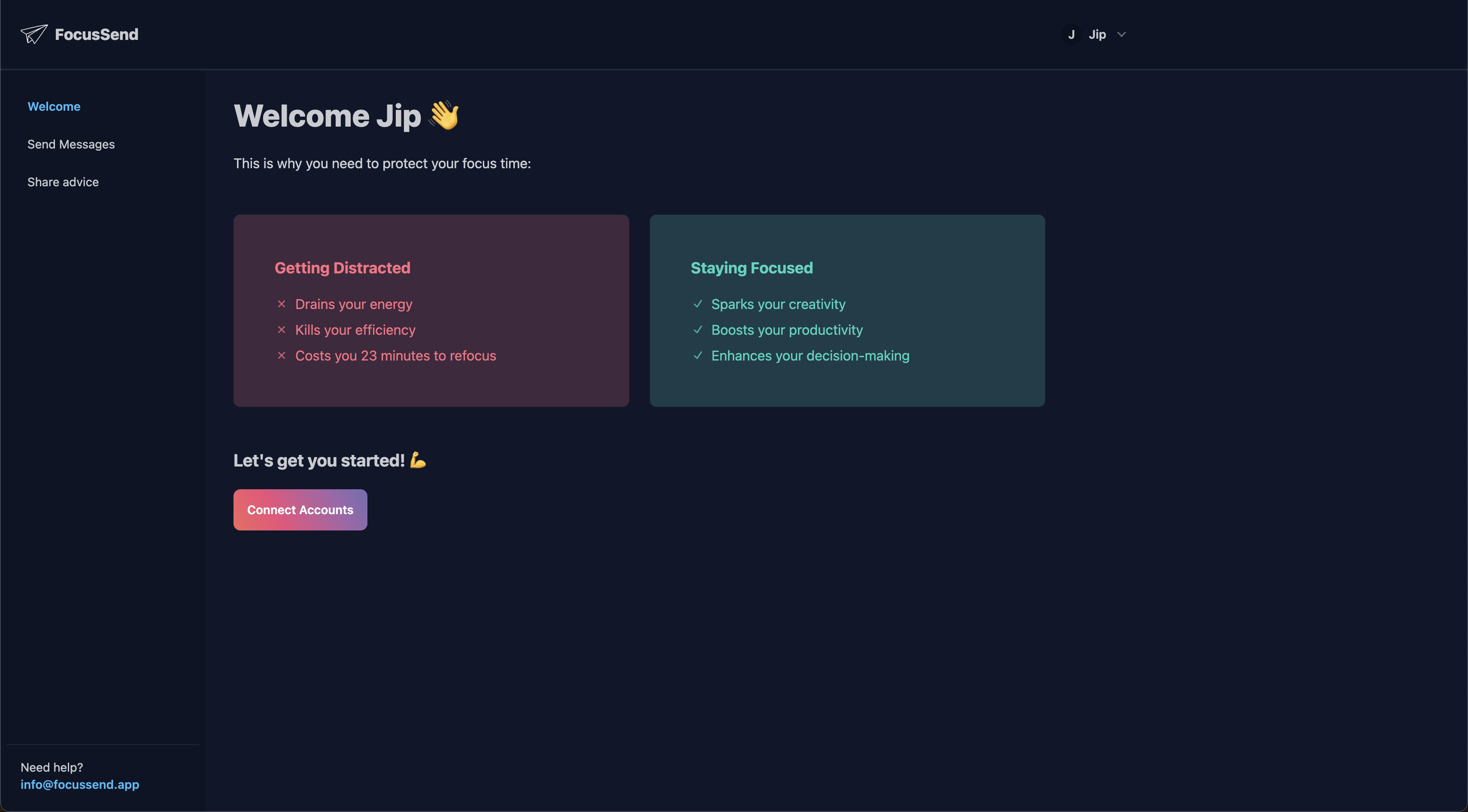 Mídia 1 de Focussend para Slack - Envie mensagens sem se distrair