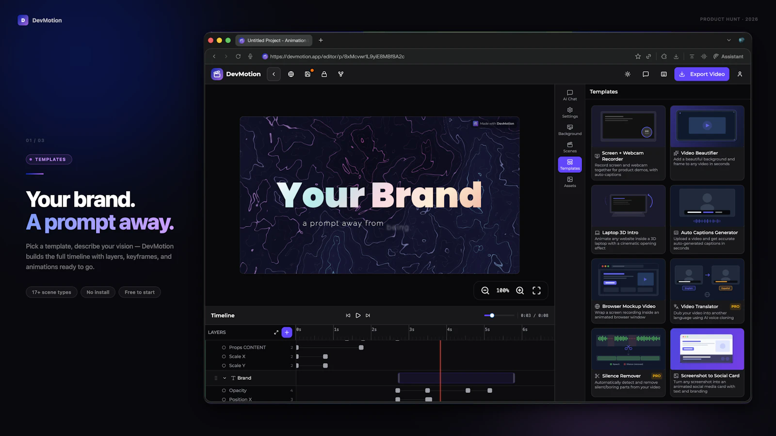 DevMotion — AI Video Editor screenshot 2