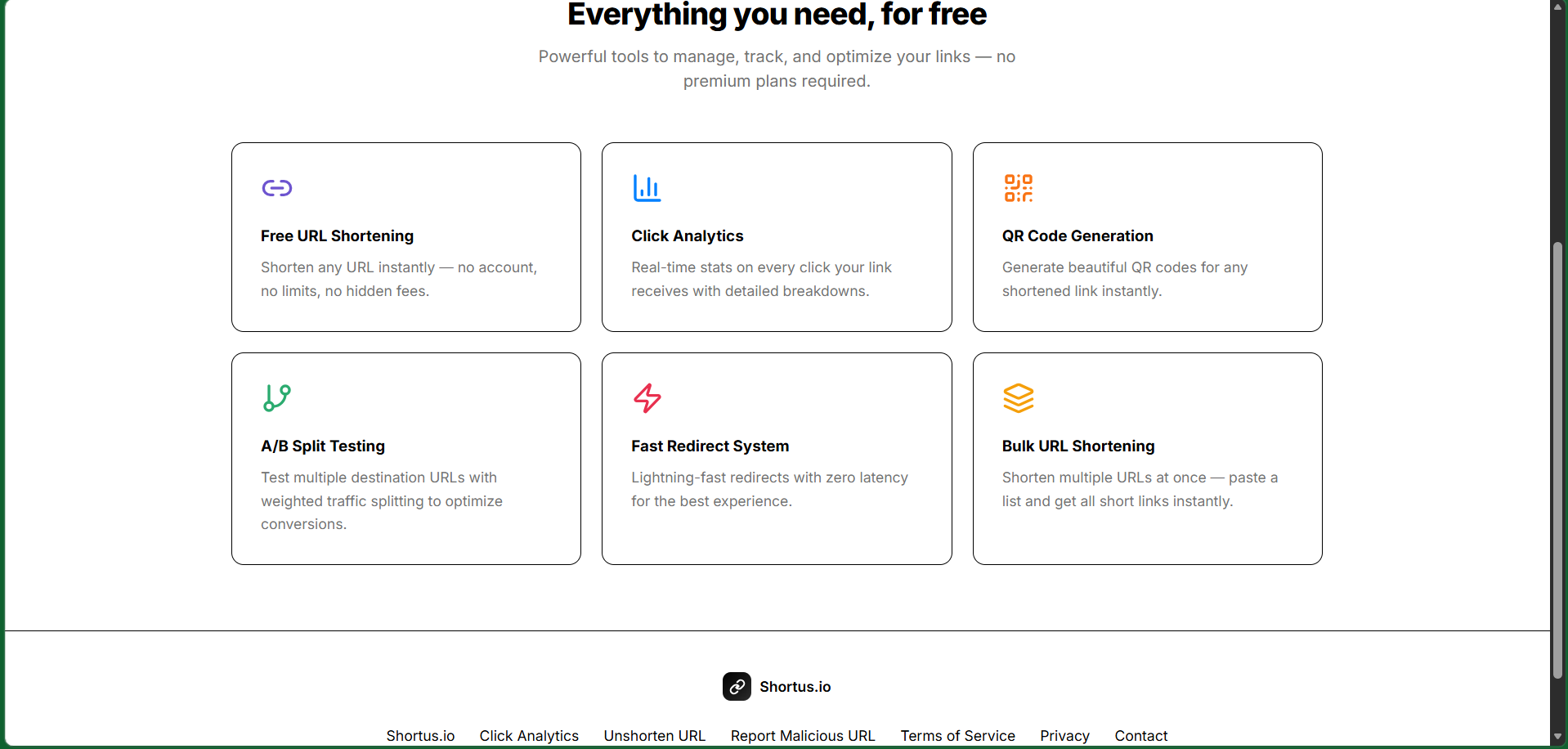 Shortus.io - Screenshot 2 showing product features and functionality