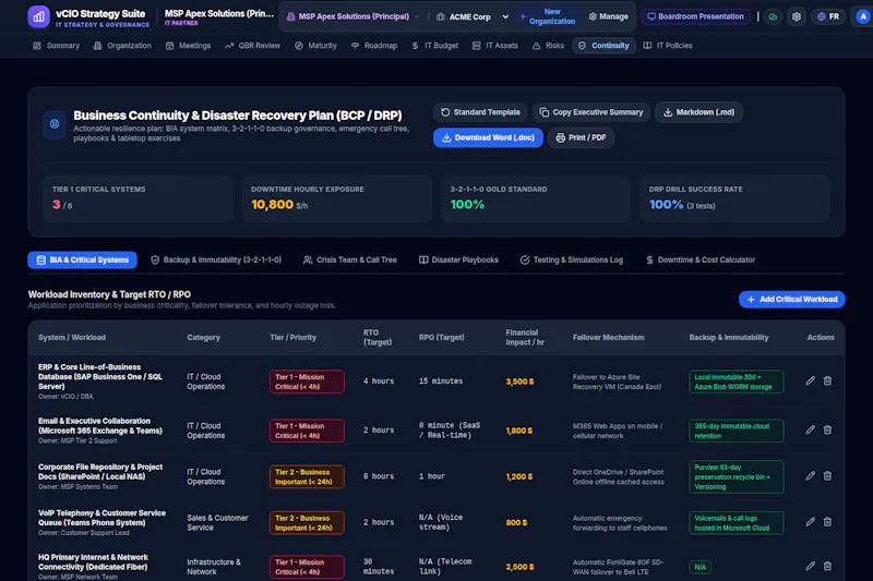 vCIO Strategy Suite screenshot 6