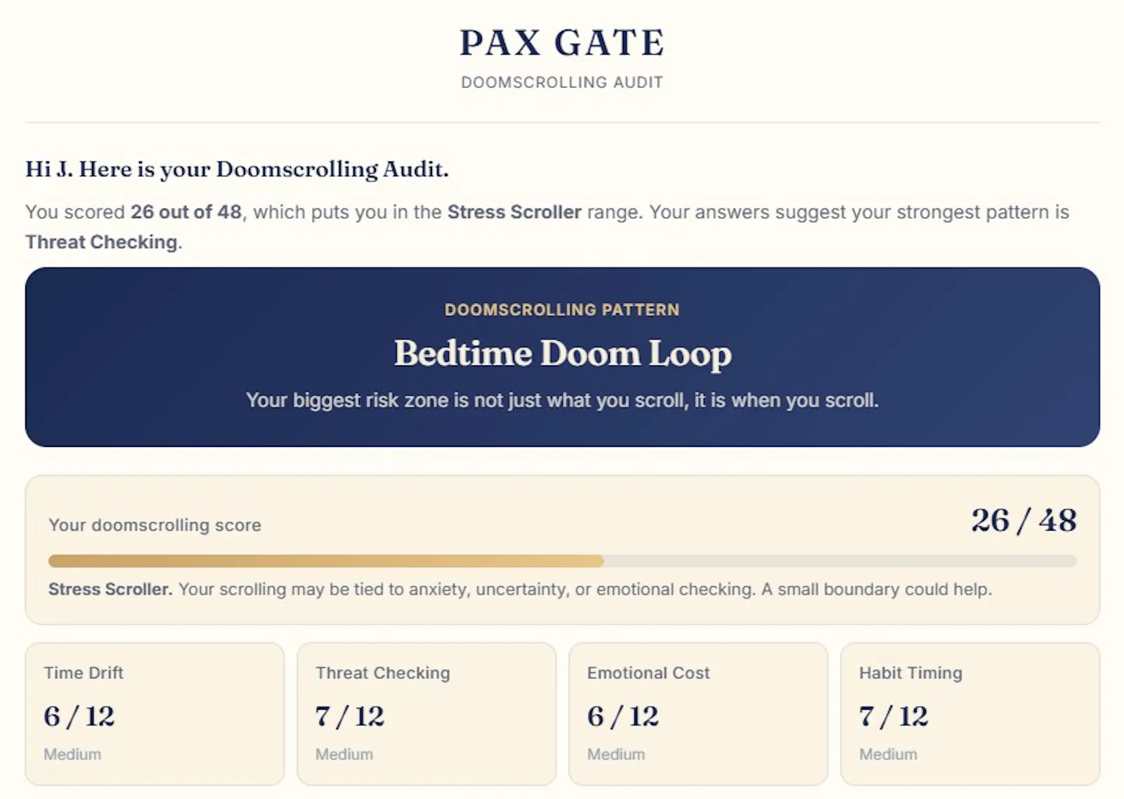 Pax Gate Doomscrolling Audit screenshot 3