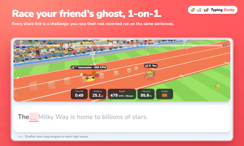 Typing Derby screenshot 1
