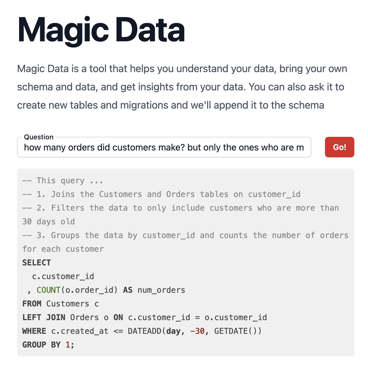 Magic SQL - Using GPT to create explainable queries and migrations  media 1