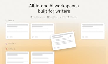 Imagem do espaço de trabalho do Strut AI com ideias de projetos, notas, rascunhos e espaços de trabalho colaborativos.