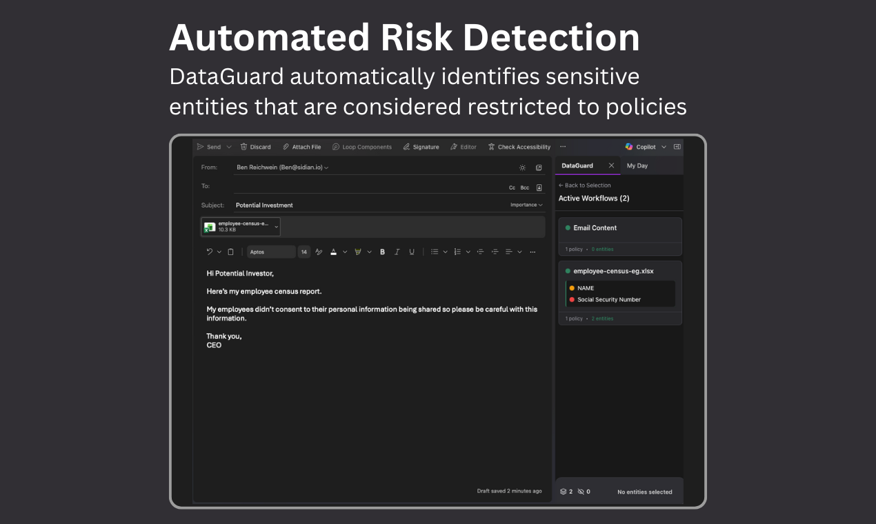 Sidian DataGuard - Screenshot 2 showing product features and functionality