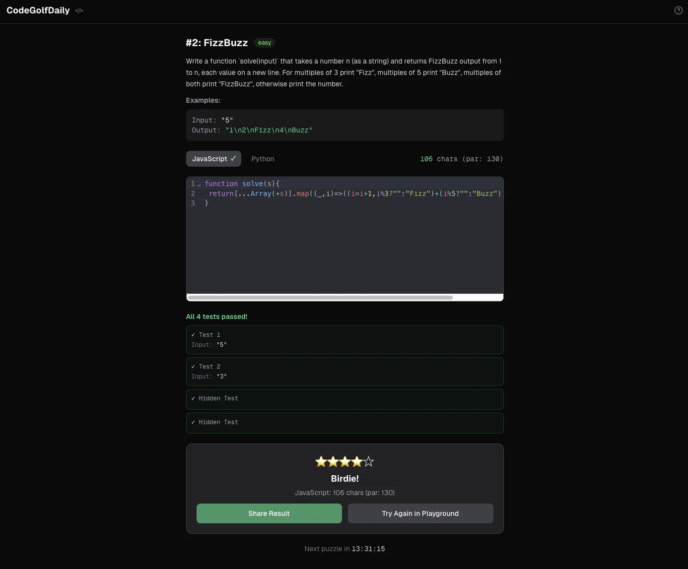 CodeGolfDaily screenshot 1